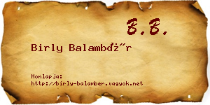 Birly Balambér névjegykártya