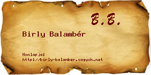 Birly Balambér névjegykártya