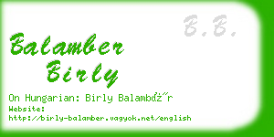 balamber birly business card